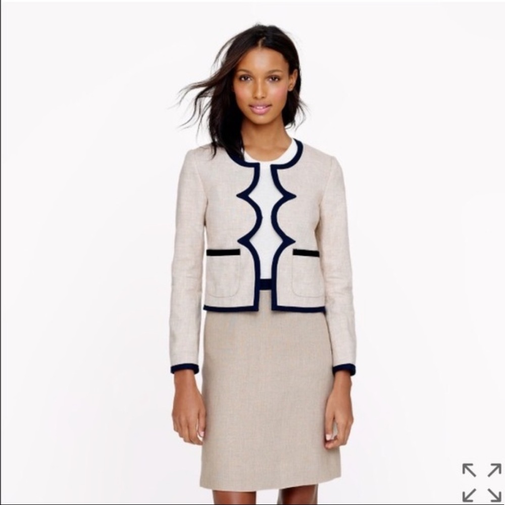 J. Crew Scallop Linen Jacket